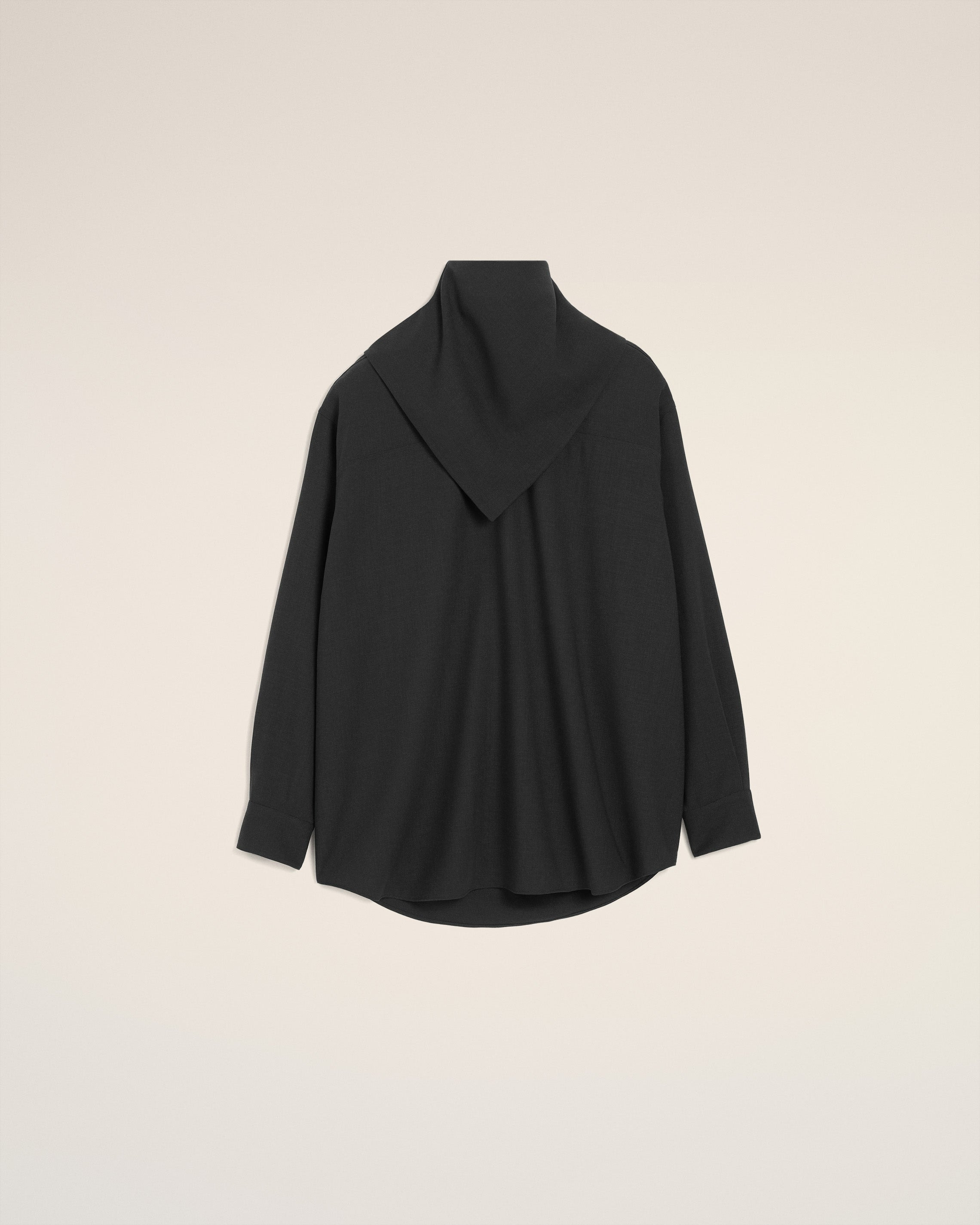 BLACK WOOL LONG SLEEVES BANDANA BLOUSE - 2