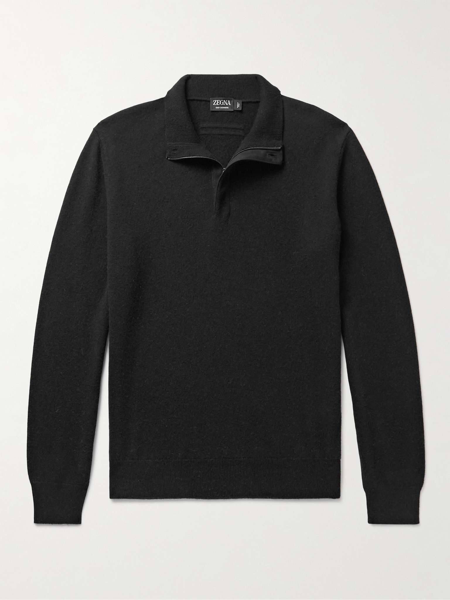 Oasi Nubuck-Trimmed Cashmere Half-Zip Sweater - 1