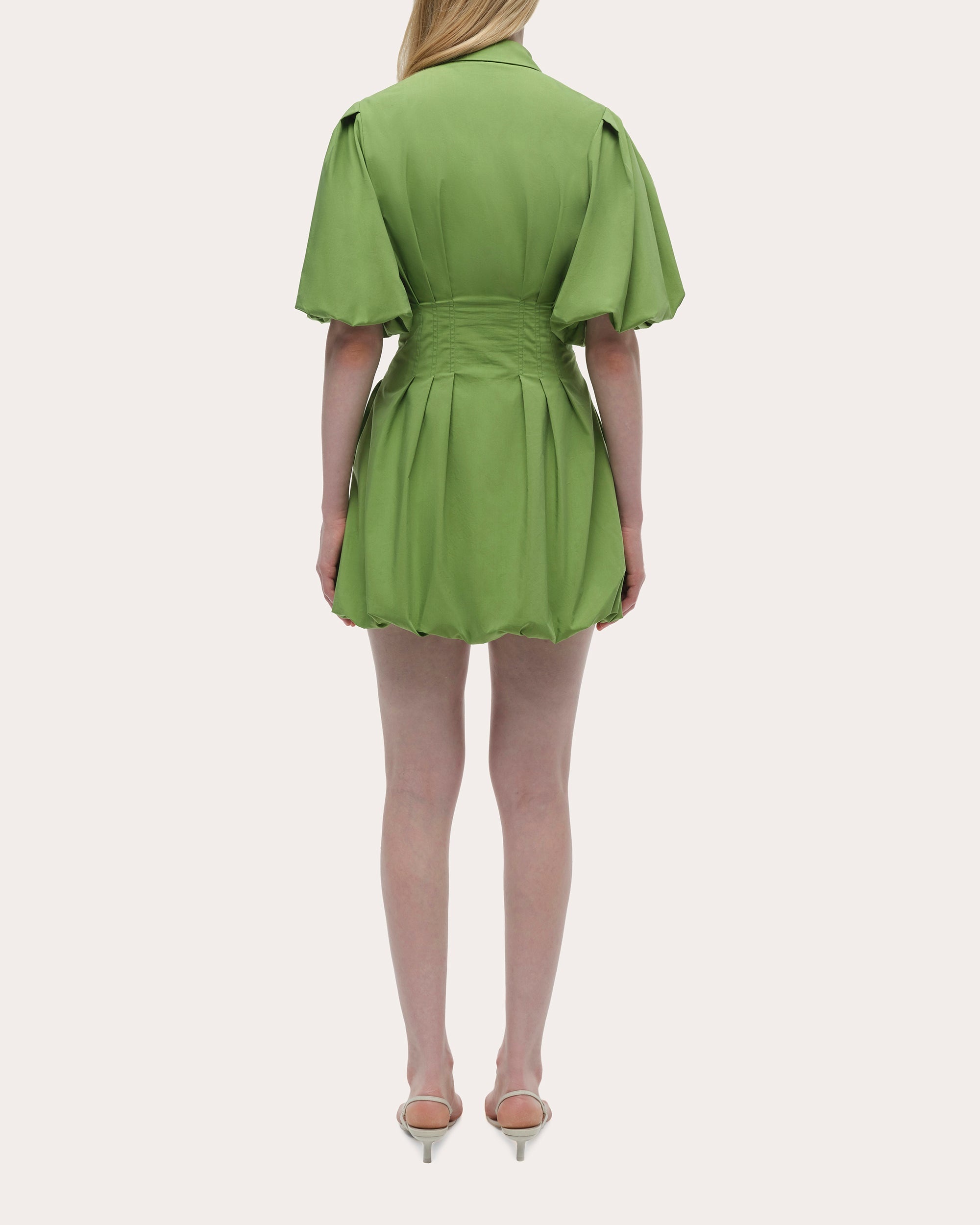 Cleo Poplin Puff-Sleeve Mini Shirt Dress - 2