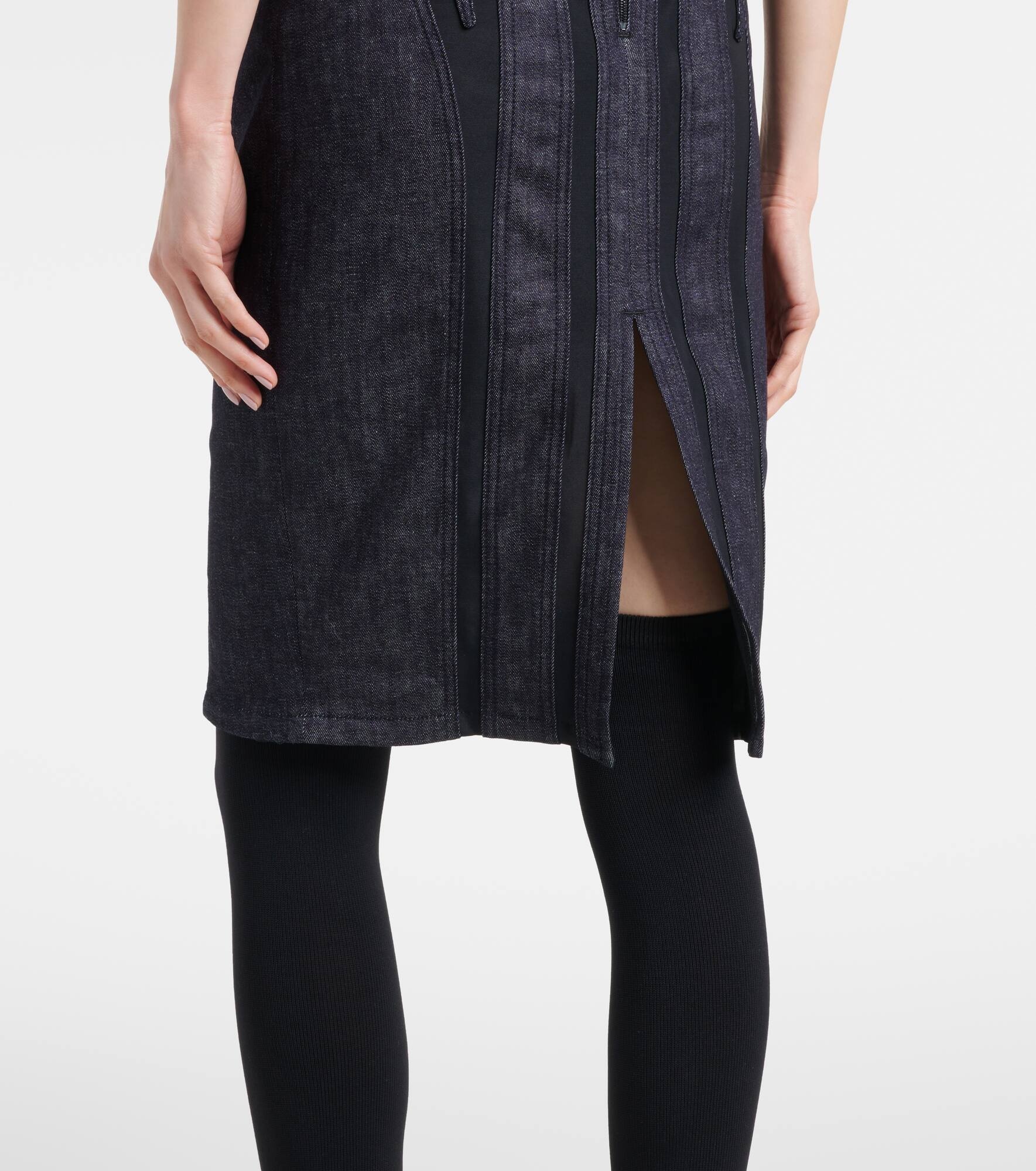 Mesh-trimmed denim midi dress - 5