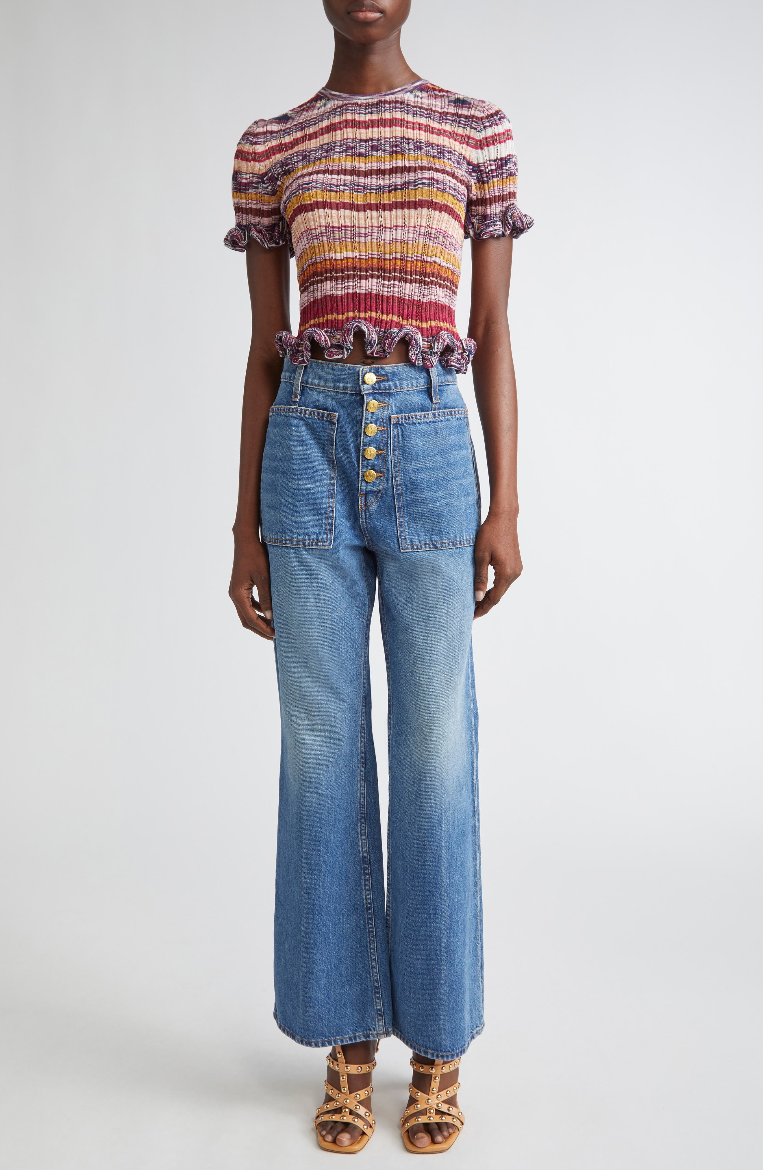 Ulla Johnson Miya Ruffle Space Dye Top in Prism at Nordstrom - 2