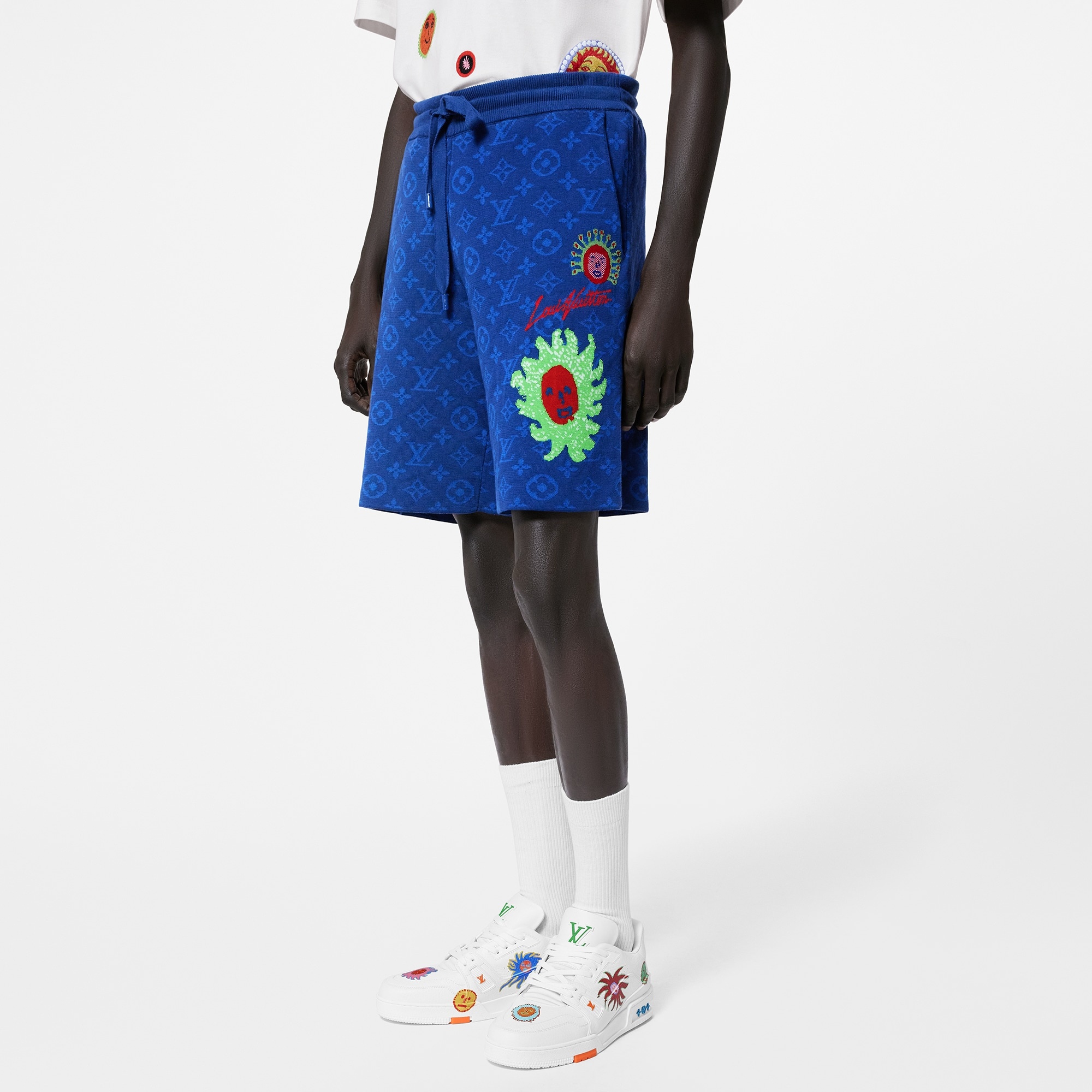 LV x YK Monogram Faces Knitted Shorts - 4