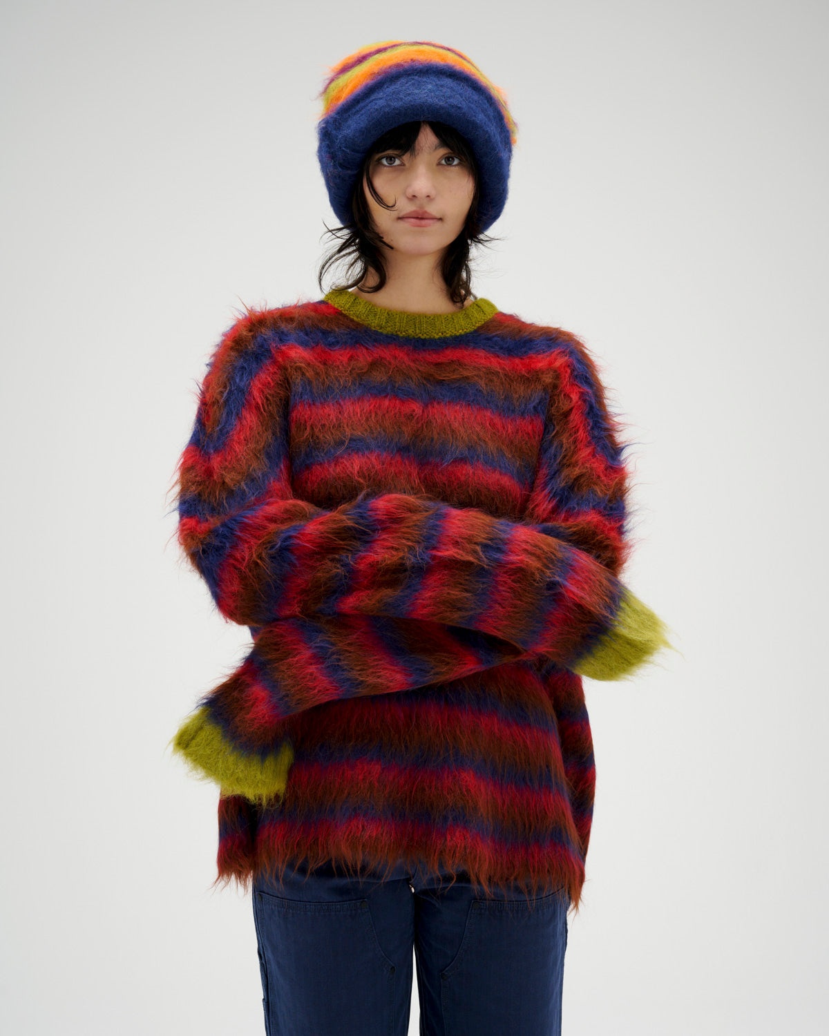 Stripe Boxy Knit Sweater - Brown Multi - 6