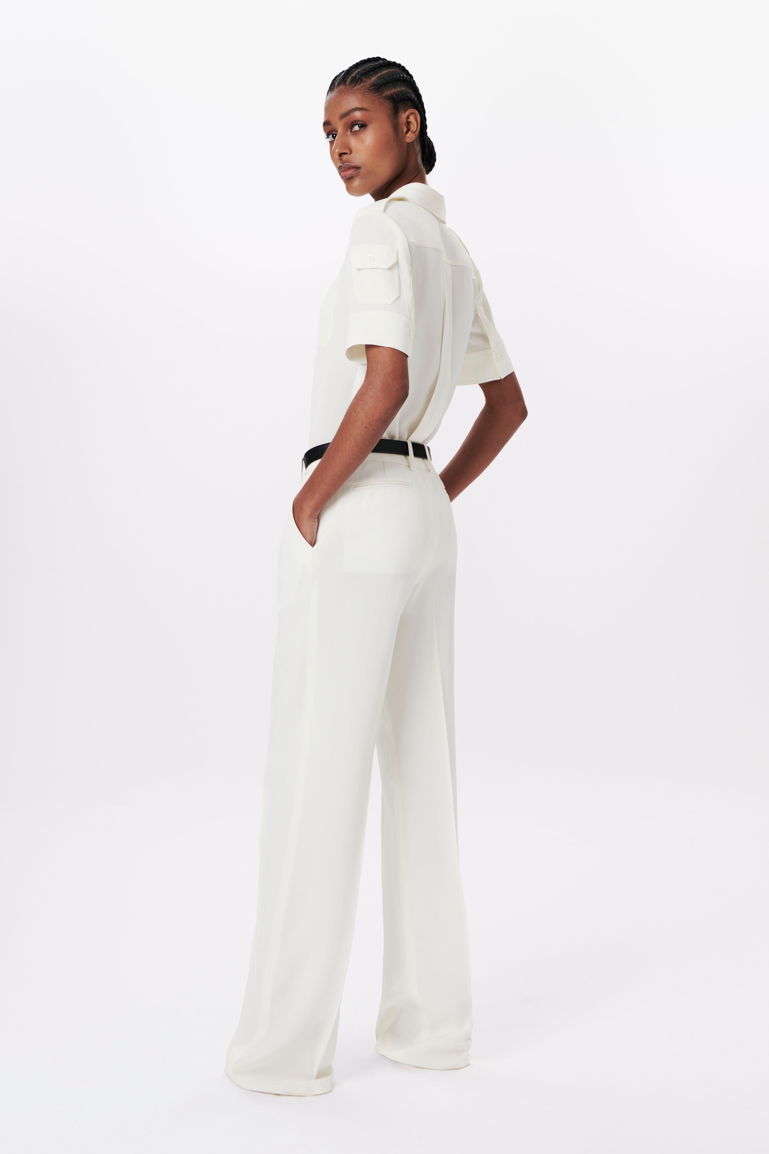 Straight Leg Trouser in Off White - 4