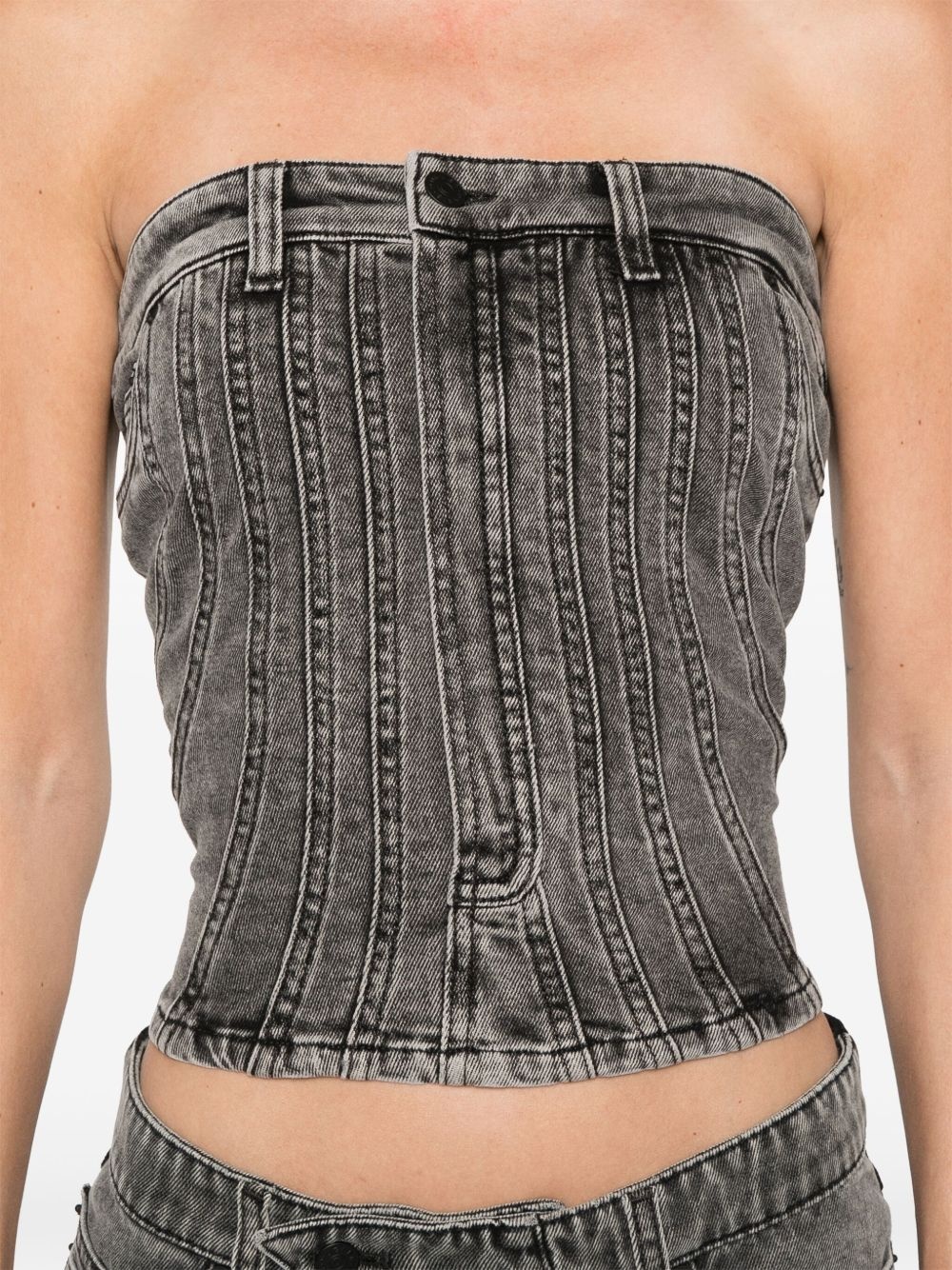 spiral denim bustier - 5