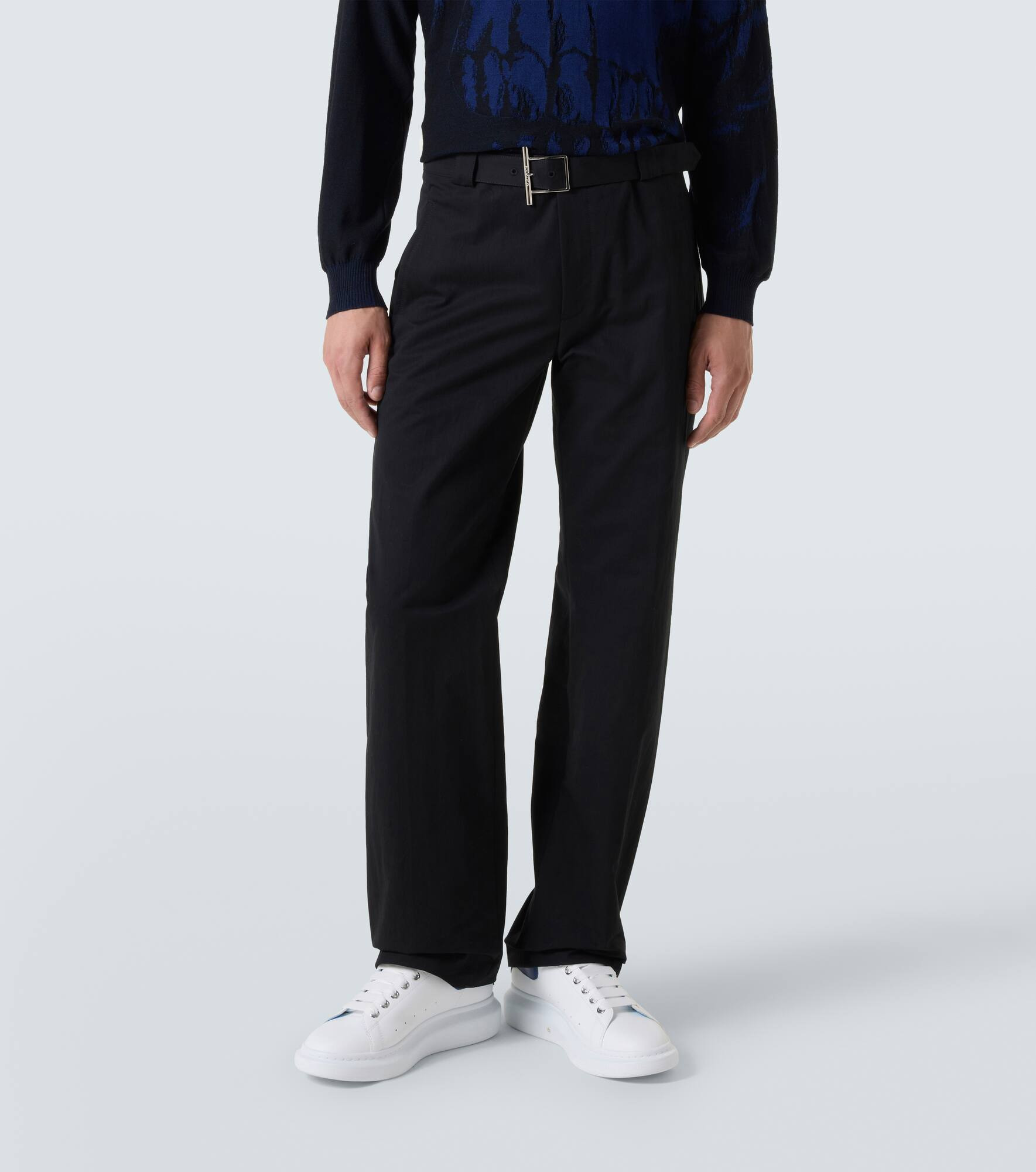 Cotton-blend straight pants - 3