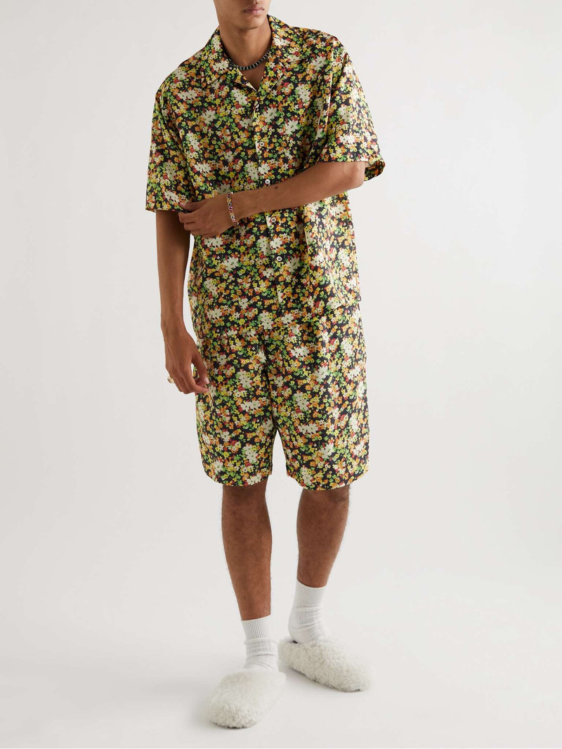 Marni Wide-Leg Pleated Floral-Print Woven Bermuda Shorts outlook