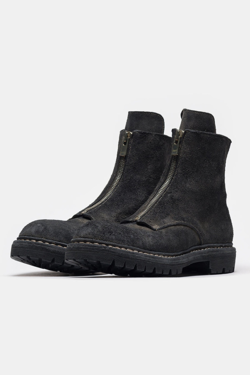 Undercover x Nonnative GR06FRV_N Reverse Horse Leather Center Zip Boot in Charcoal 2