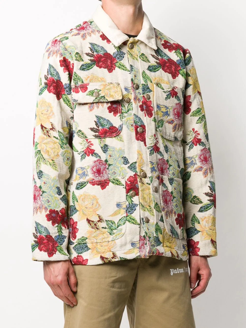 floral brocade chore jacket - 3