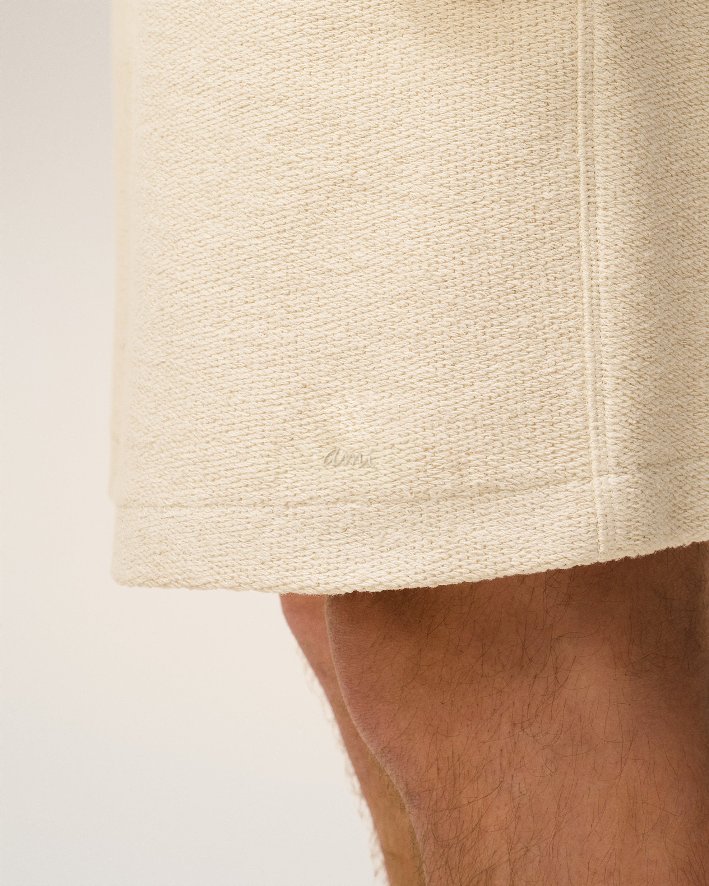 WHITE COTTON CURLY FLEECE SHORT - 5