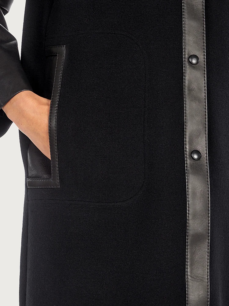 WOOL AND CASHMERE COAT WITH NAPPA ACCENTS - 5