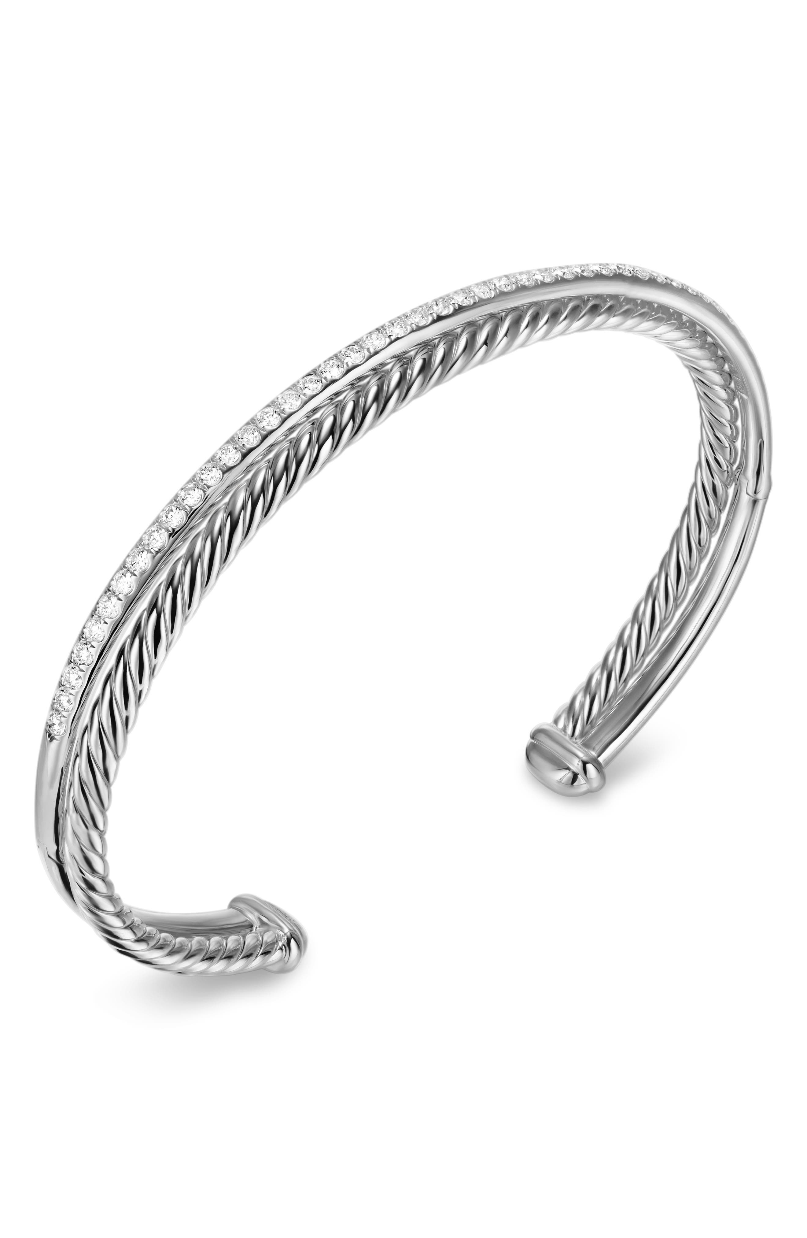 David Yurman Crossover Two-Row Cuff Bracelet in Sterling Silver with Diamonds, 6mm at Nordstrom - 4