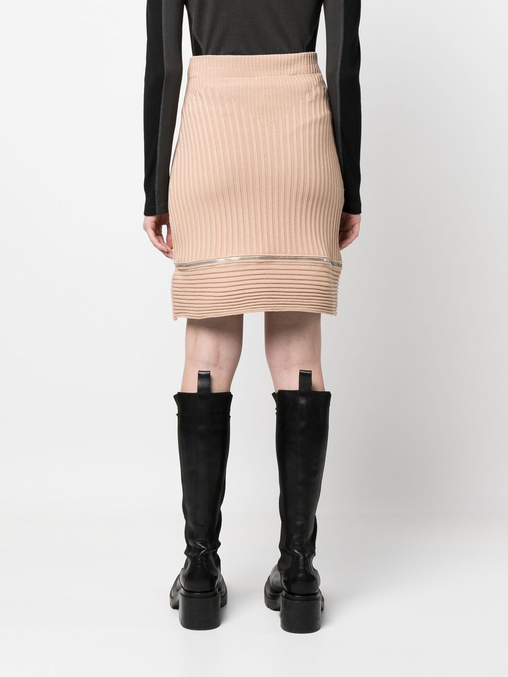 ribbed zip-detail skirt - 4