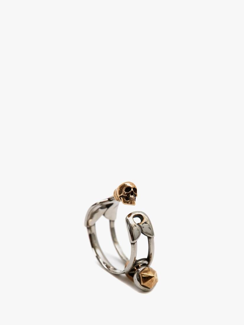 Safety Pin And Stud Hoop Earrings in Gold/silver - 3
