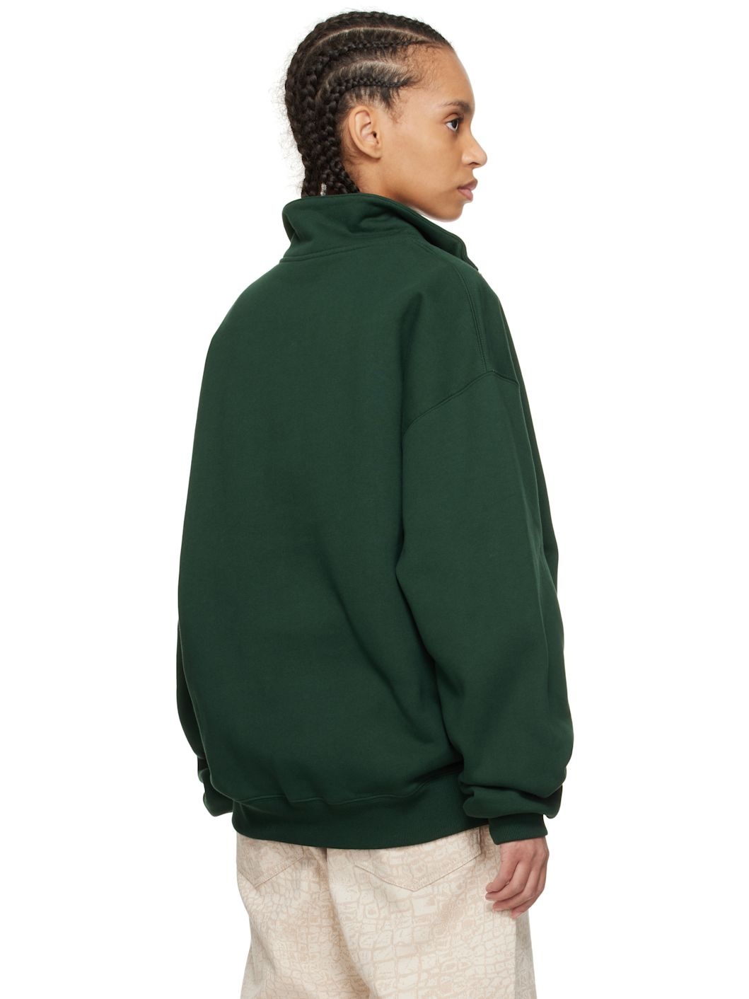 Green 'The Gros Grain zipped-rollneck' Sweatshirt - 3