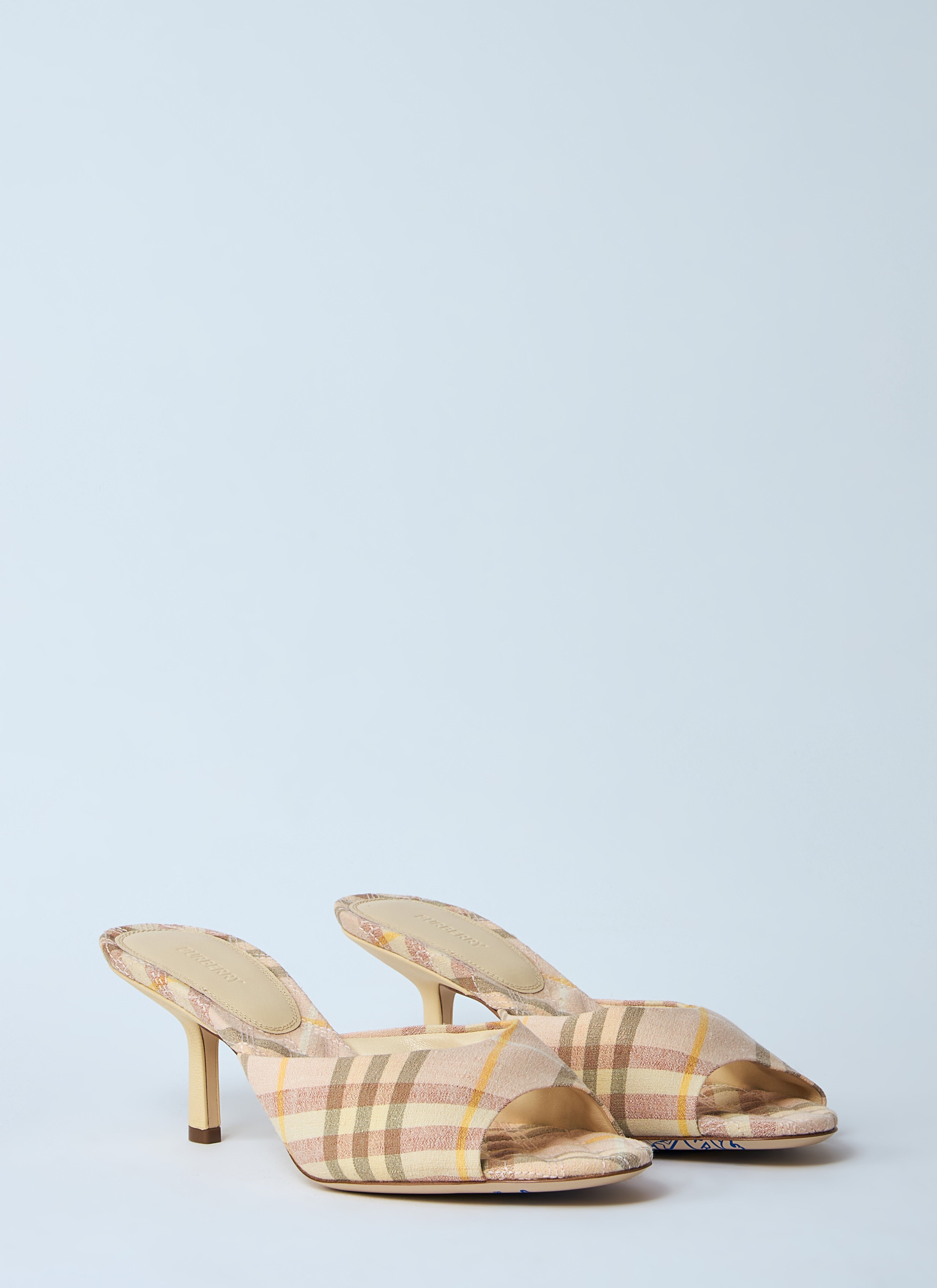 Check Heeled Mules - 2