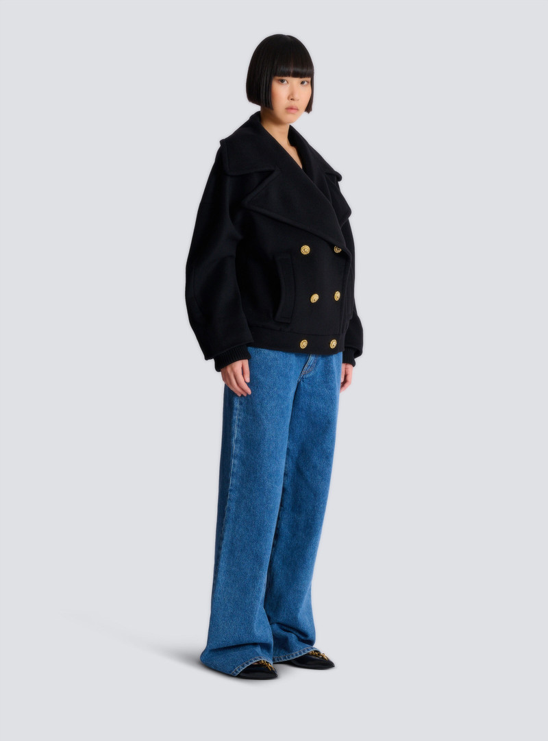 Wool 4-buttons pea coat 3