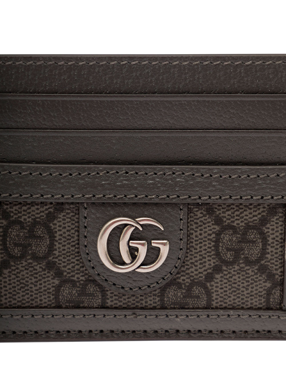 Gucci Men Grey Card Holder With Leather Trim And Gg Motif In Fabric Man - 4