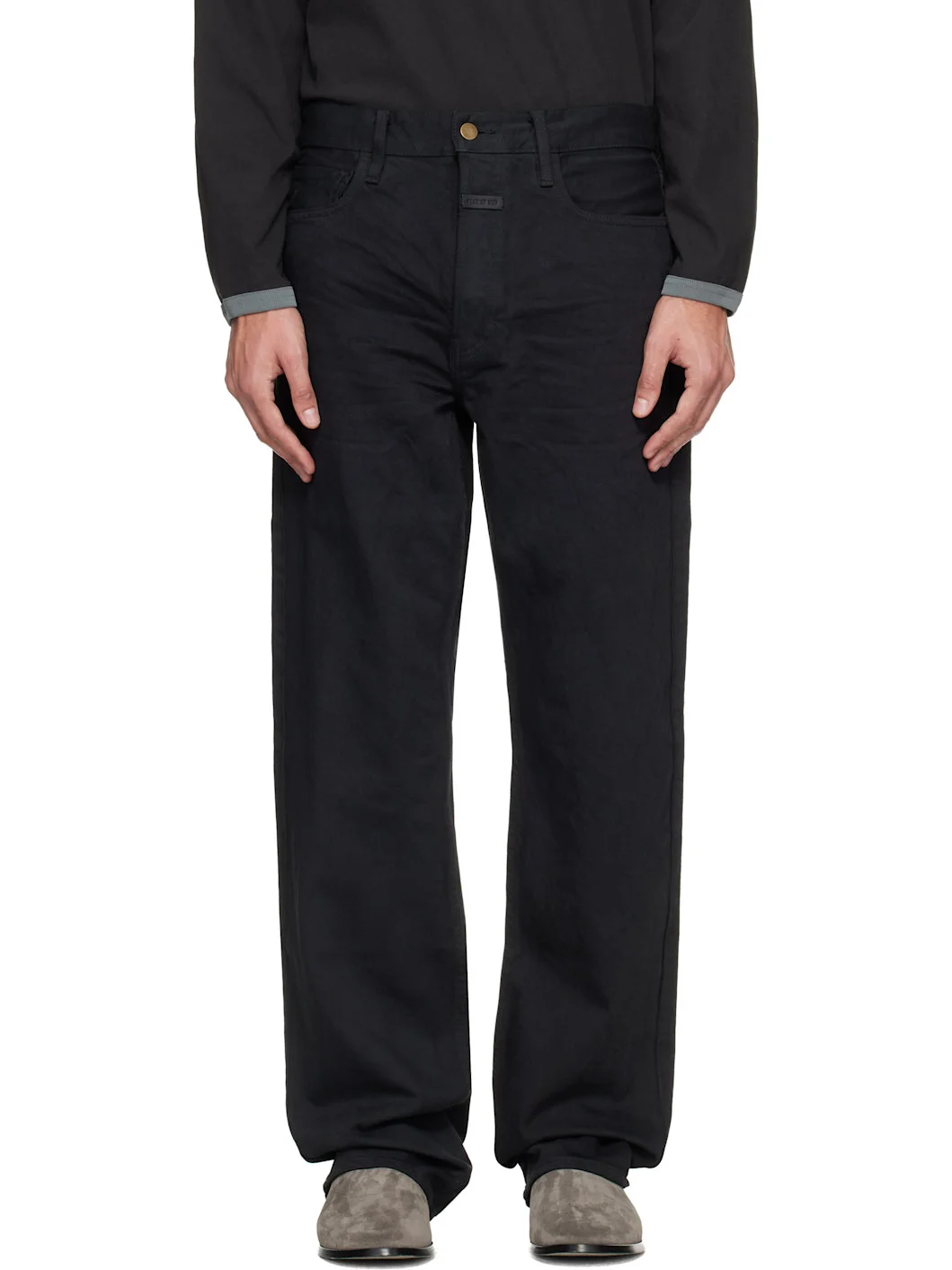 Black Straight 5 Pocket Jeans - 1
