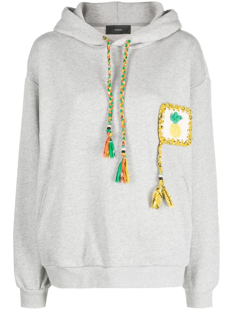 Stay Positive crochet-detailed cotton hoodie 1