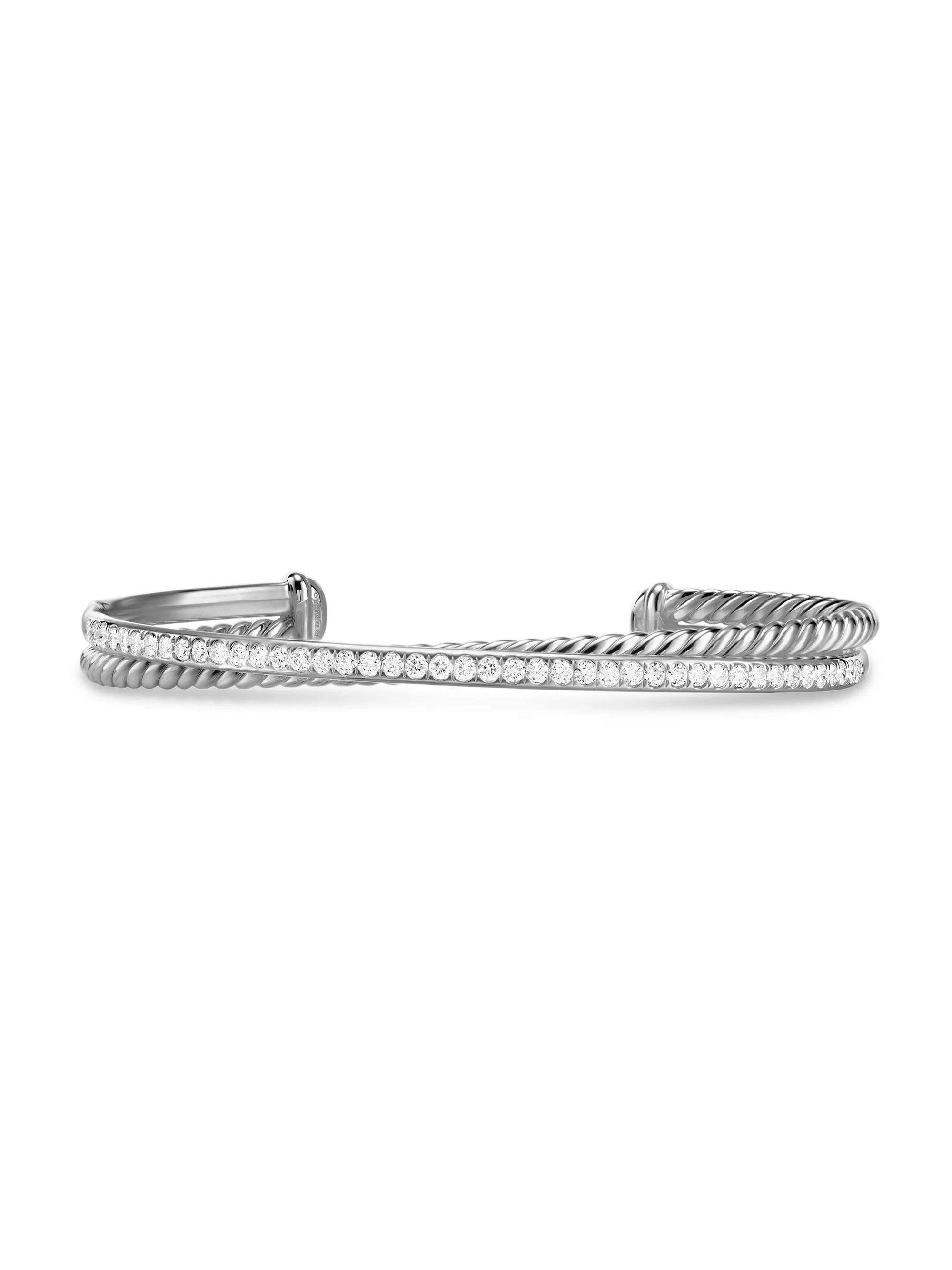 Women's Crossover Two Row Bracelet in Sterling Silver - Silver - 1