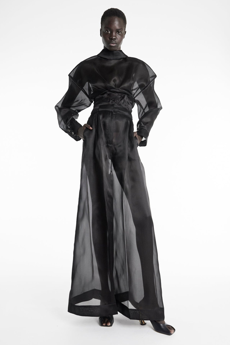 ORGANZA WIDE LEG PANTS BLACK 1