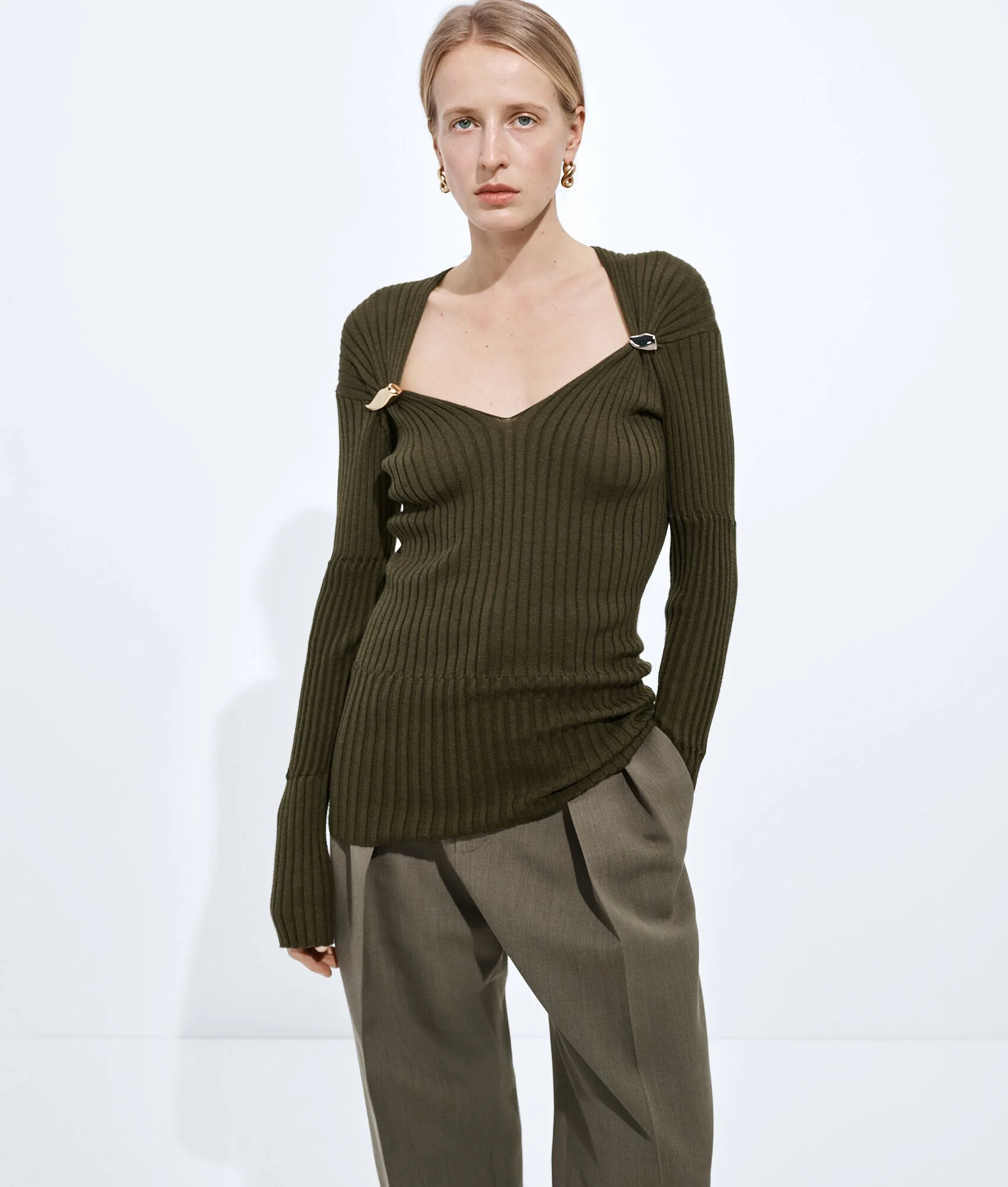 Cashmere and Silk Rib Sweater - 1