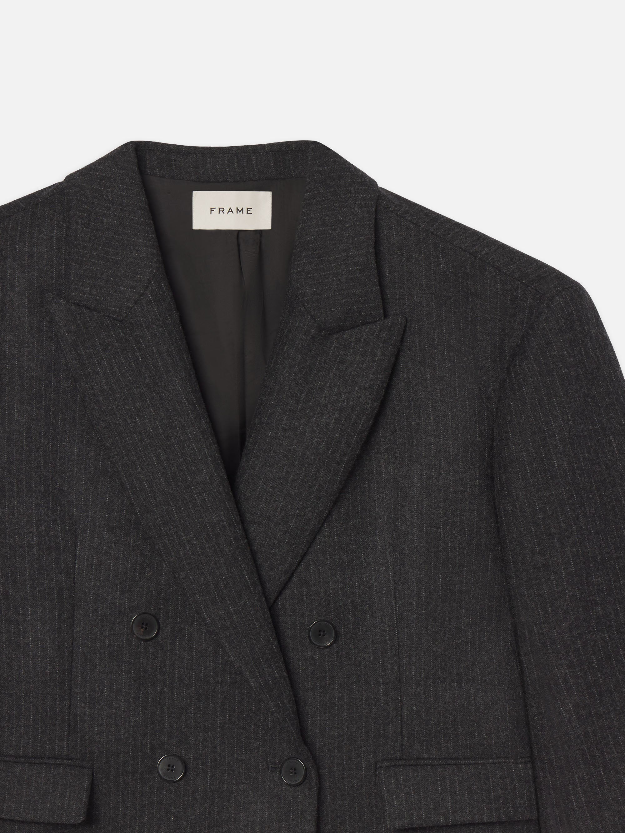 Pinstripe Wool Blazer in Dark Grey - 2