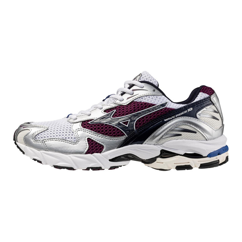 Mizuno Wave Rider 10 Sportstyle Sneaker, White/Dark Purple outlook