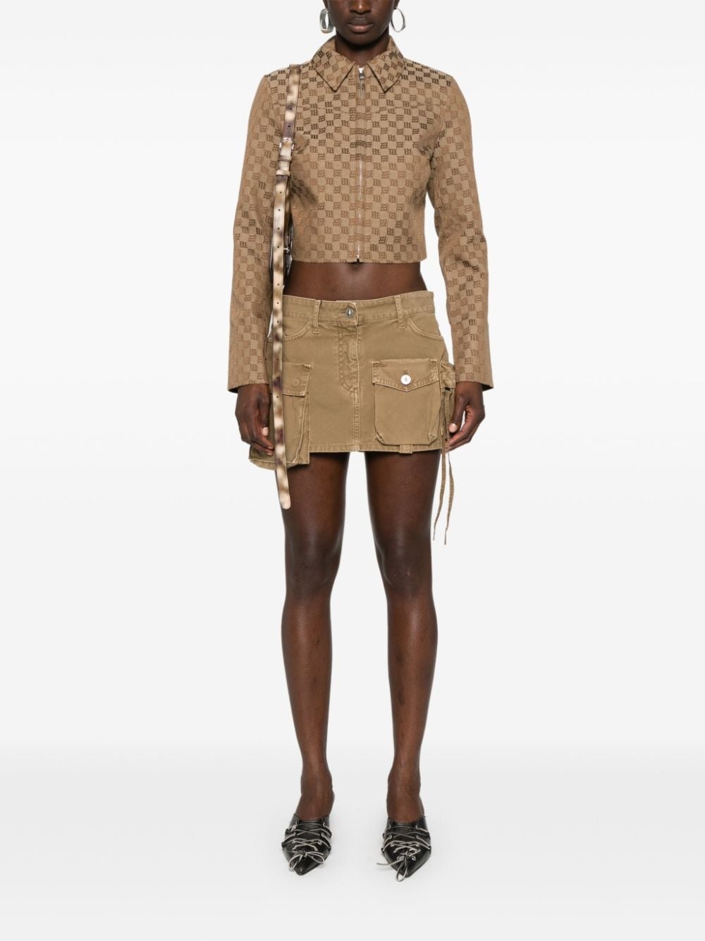 jacquard-monogram cropped jacket - 2