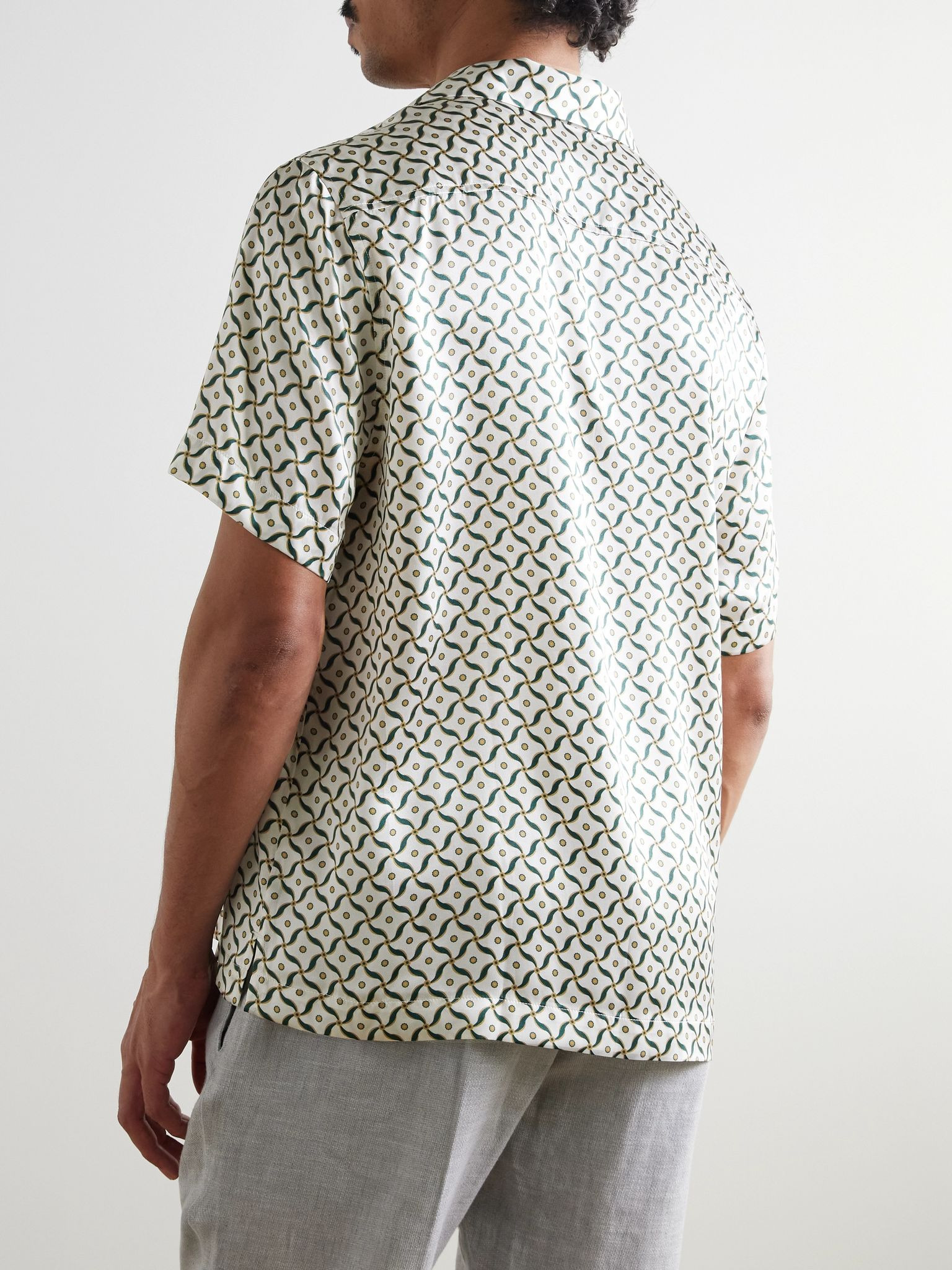 Roberto Camp-Collar Printed Silk-Satin Shirt Gray - 3