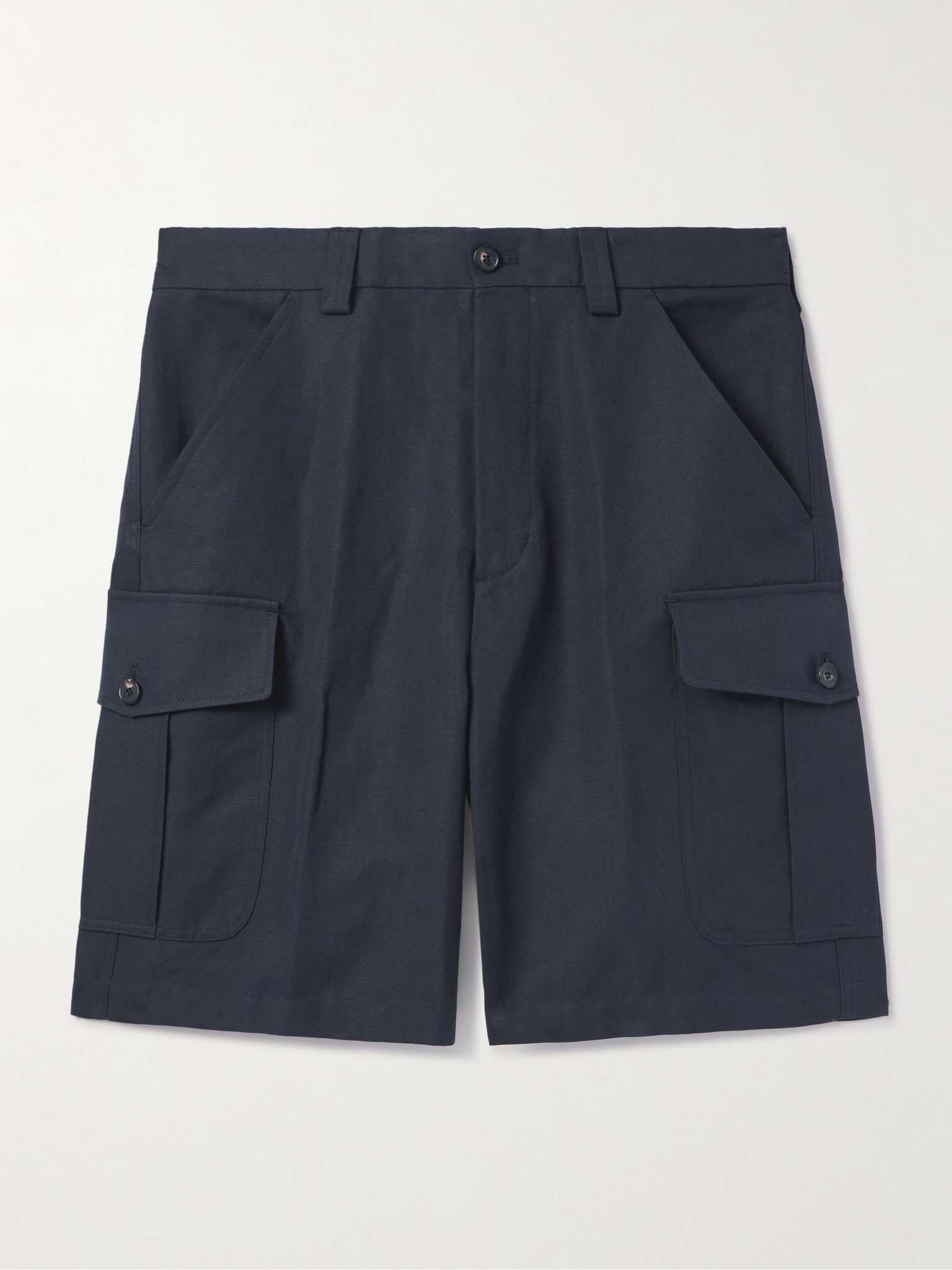 Bizen Wide-Leg Cotton and Linen-Blend Canvas Cargo Shorts - 1