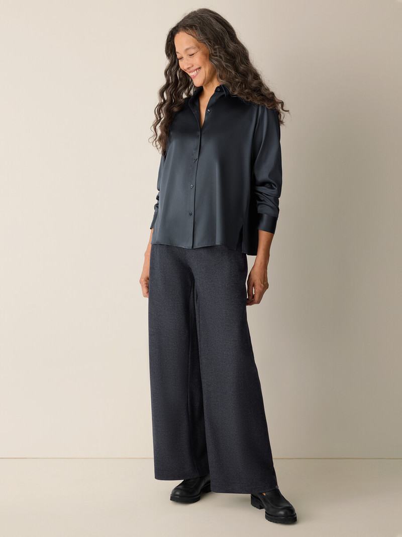 Stretch Silk Charmeuse Classic Collar Shirt 3