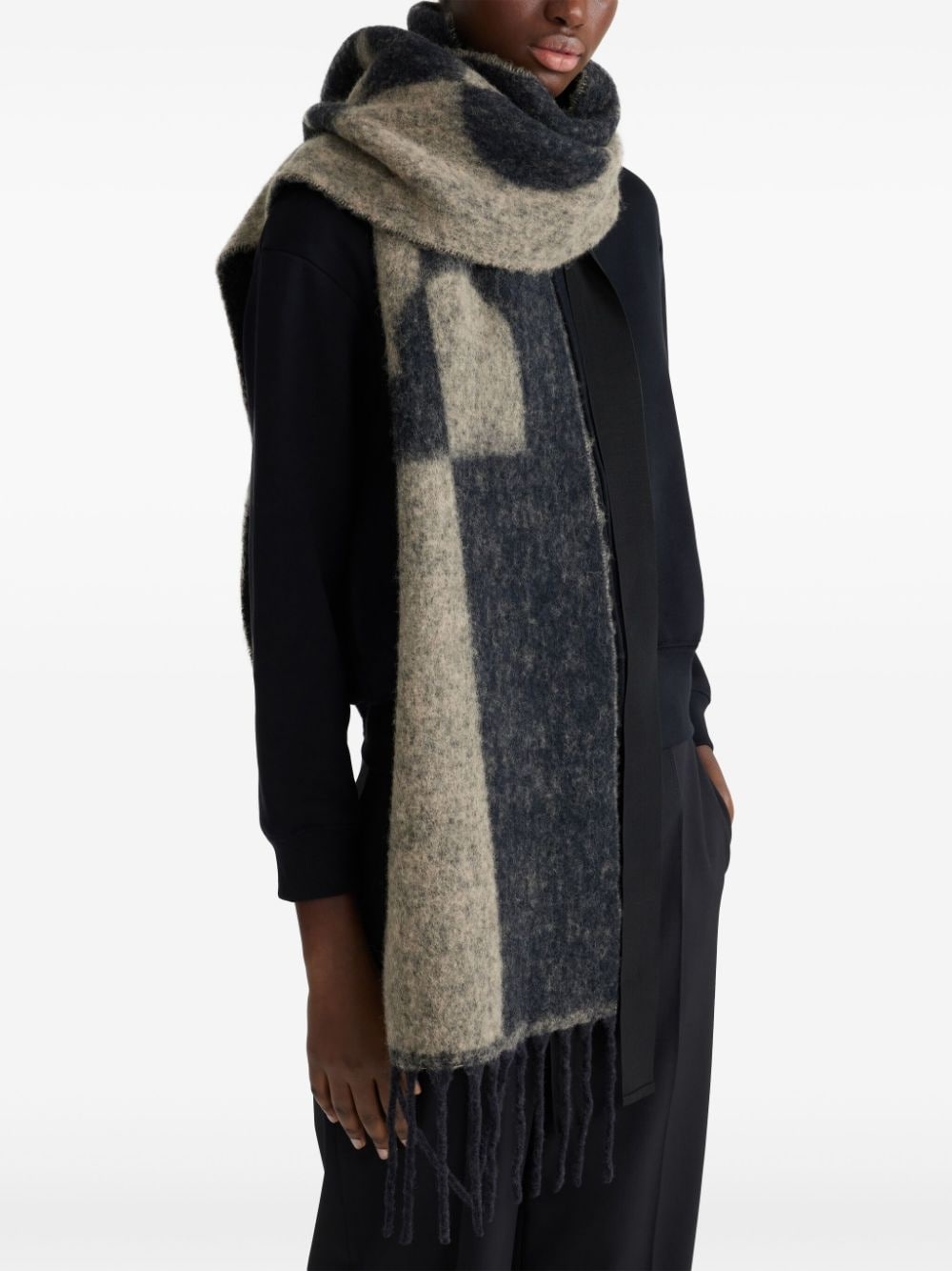 intarsia-knit logo alpaca scarf - 3