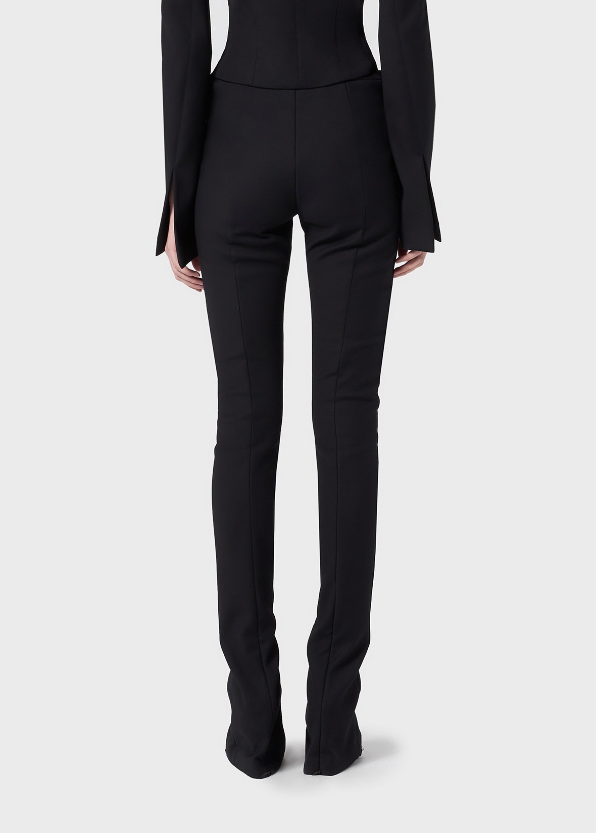 STRETCH COTTON PANTS WITH EYELETS AND STRAPS - 4