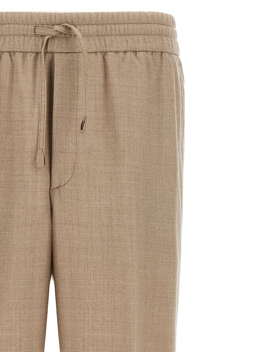 drawstring-waistband wool trousers - 4