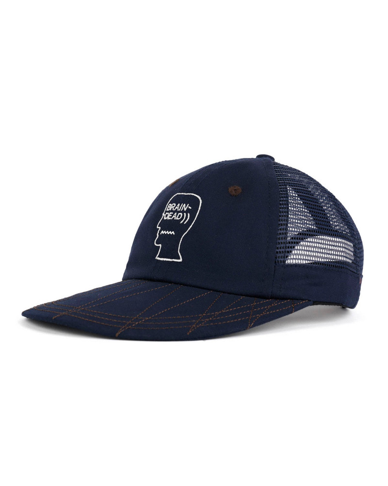 Logohead Long Brim Mesh Panel Hat - Navy 3