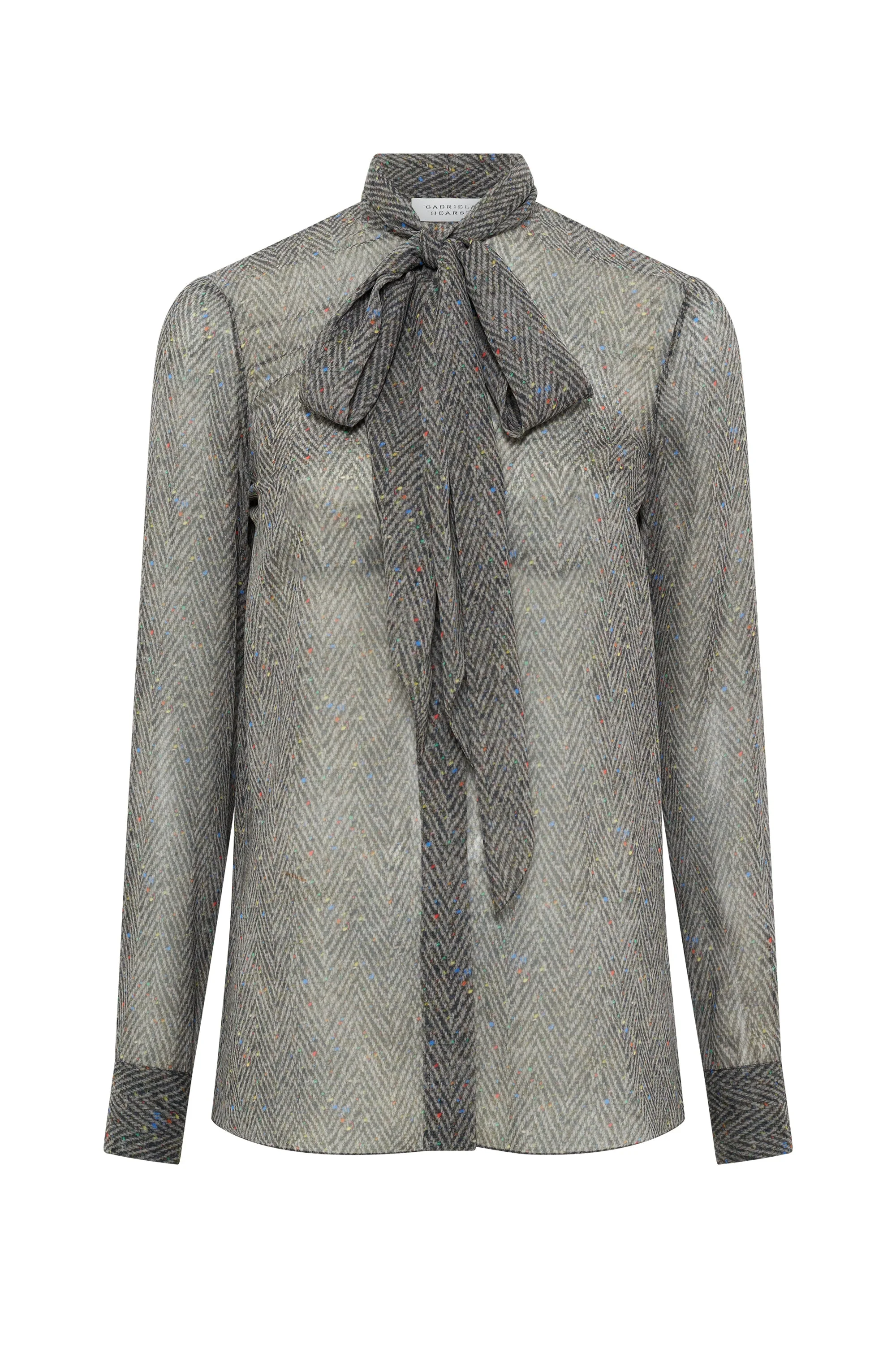 Shildon Top in Charcoal Multi Printed Silk Georgette - 1
