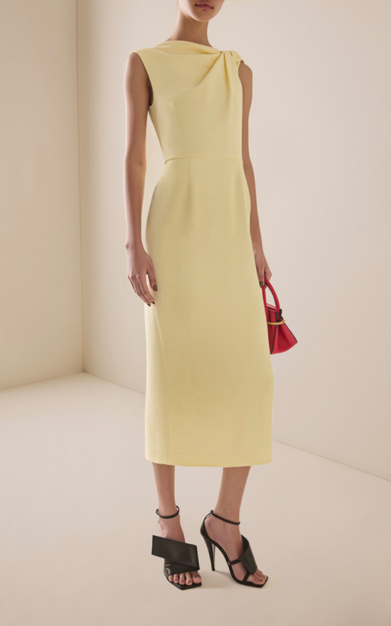 Givenchy Draped Crepe Midi Dress yellow outlook