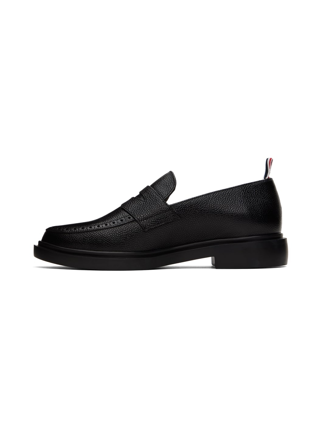 Black Pebble Grain Loafers - 3