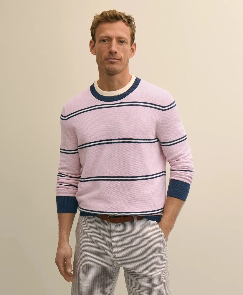 Supima® Cotton Pique Crewneck Sweater - 1
