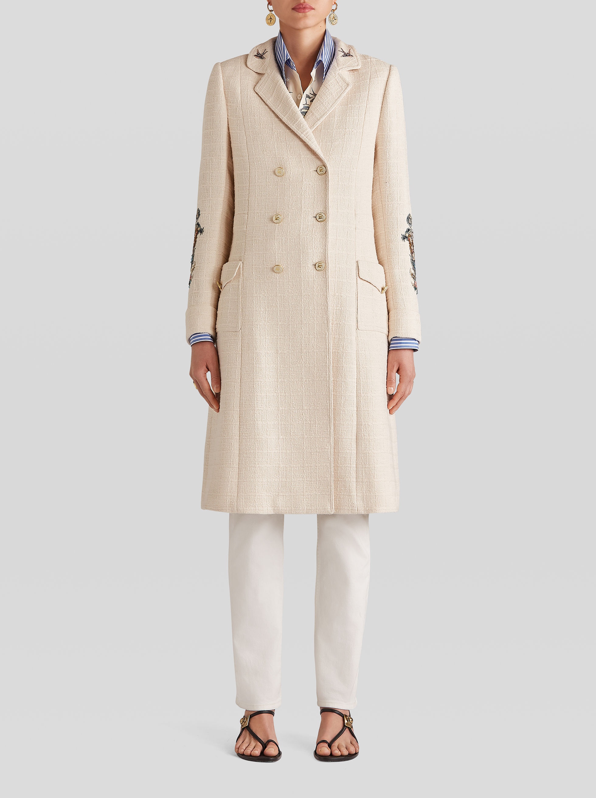 PLACED PRINT COAT WITH OLD SCHOOL EMBROIDERY - 3