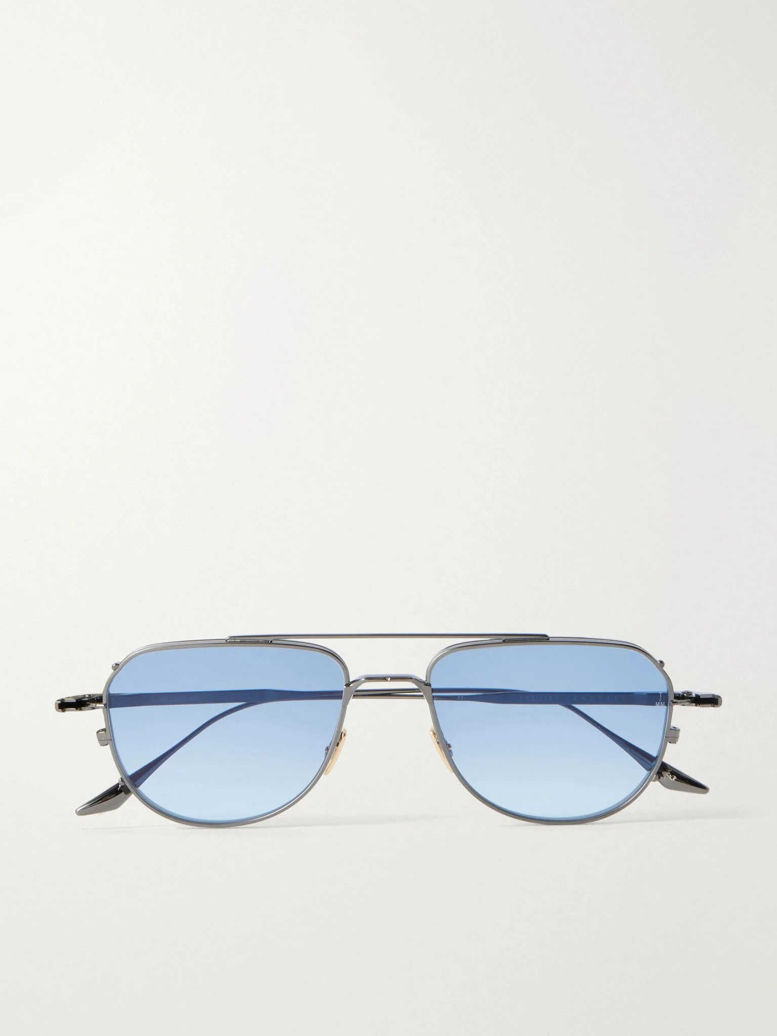 Cendrars Double-Bridge Aviator-Style Silver-Tone Titanium Sunglasses Blue - 1
