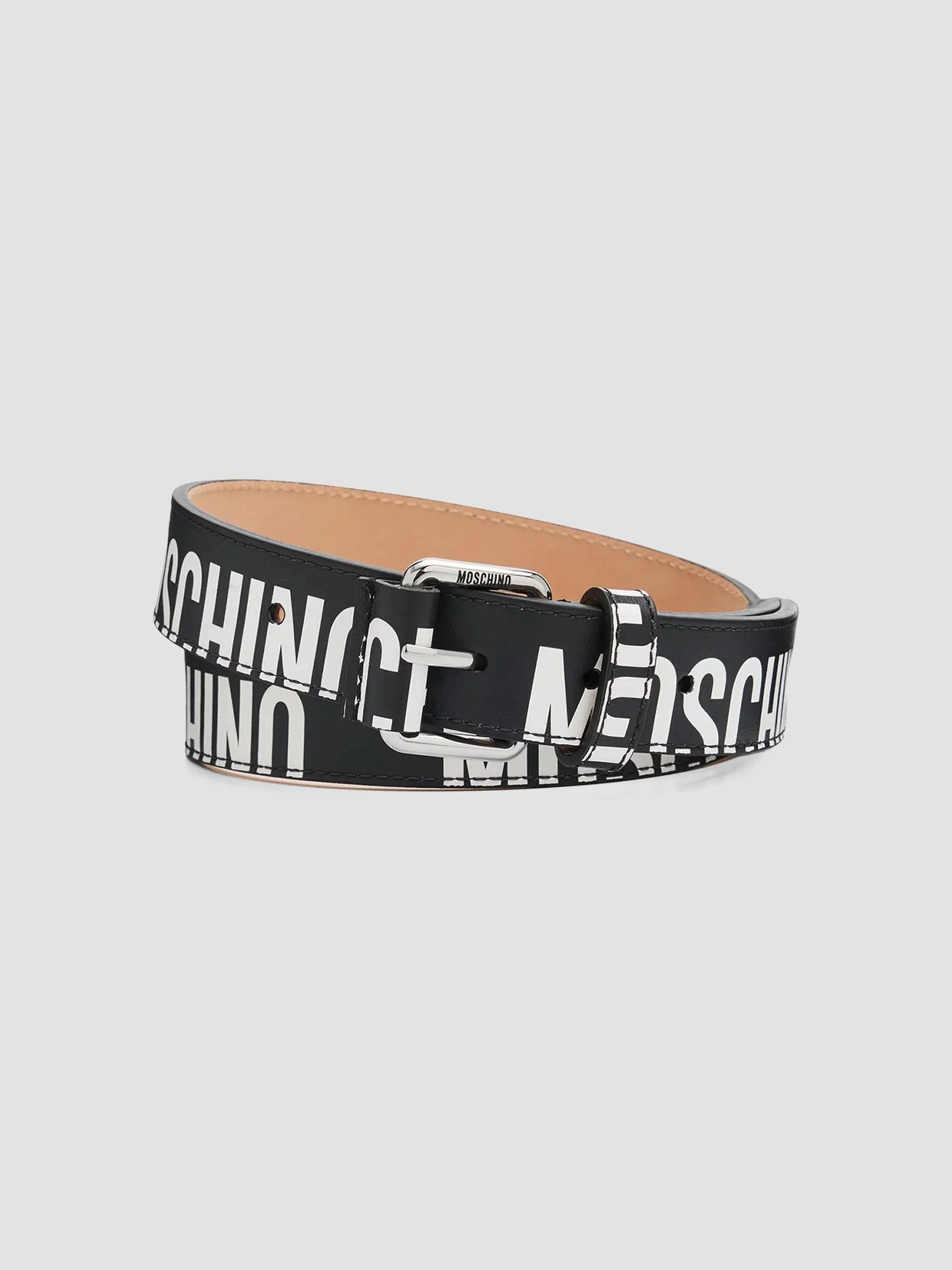 Men's Logo Leather Belt - Black - 1