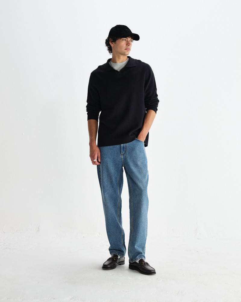 Carter - Black Open Collar Milano Knit Polo 5