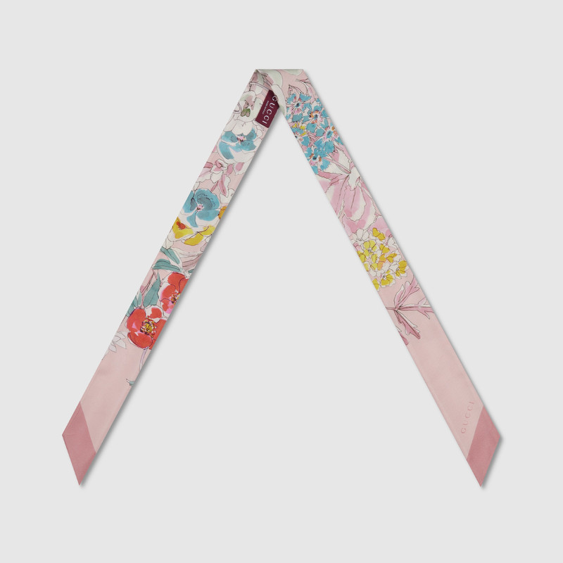GUCCI Printed silk twill neck bow outlook