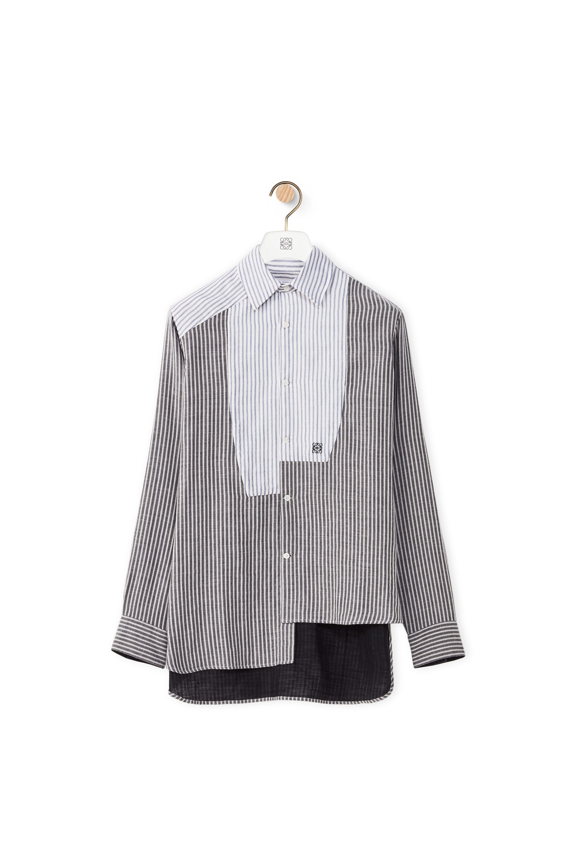 Asymmetric stripe shirt in cotton - 1