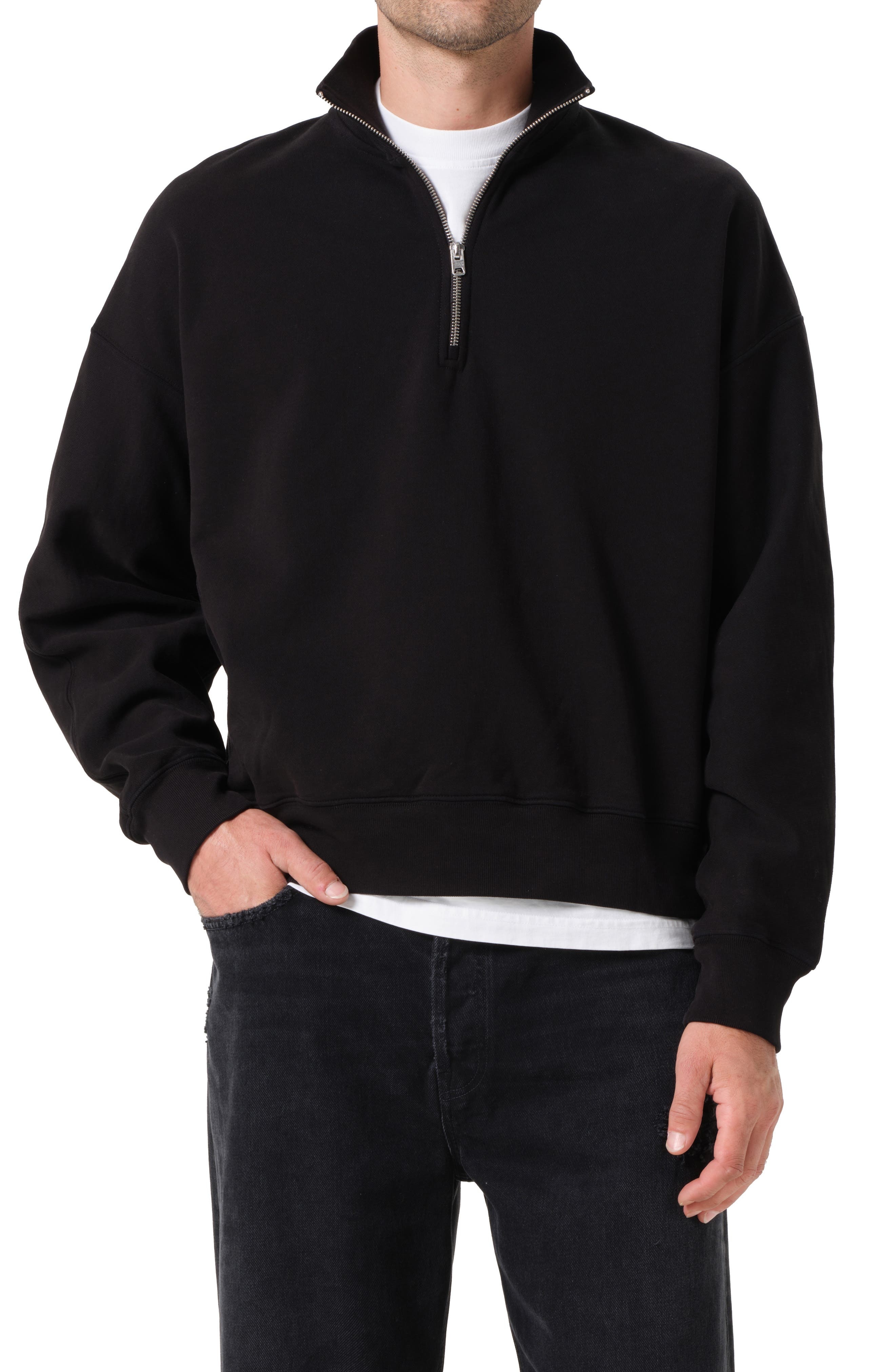 AGOLDE Idris Quarter Zip Pullover in Black at Nordstrom - 1