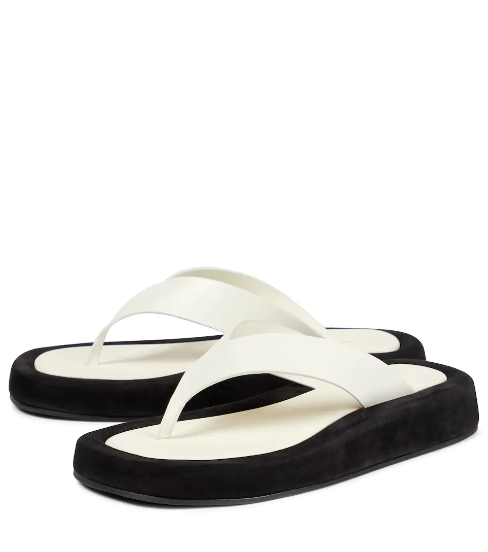 Ginza leather and suede thong sandals - 5