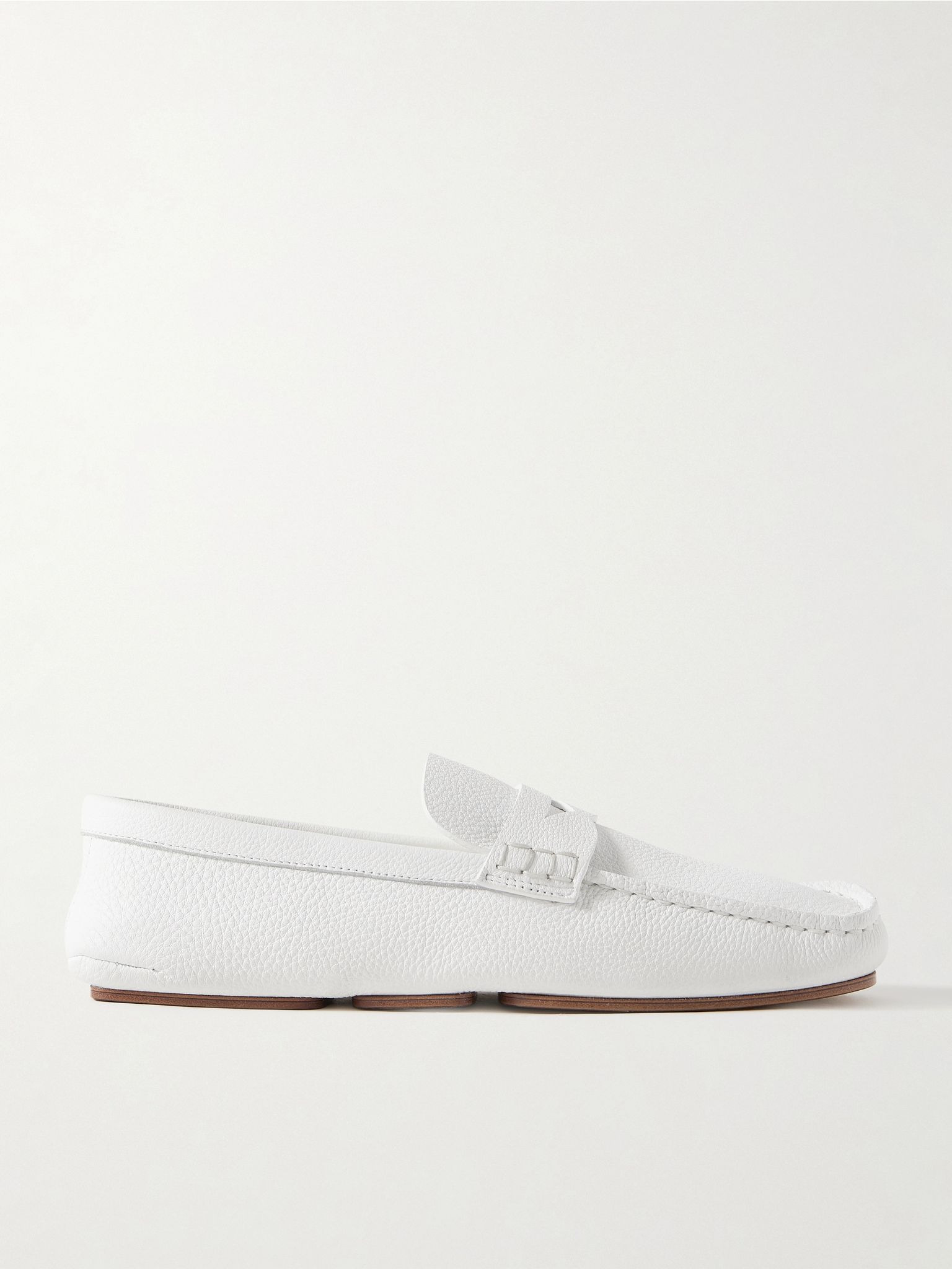 Billy textured-leather loafers White - 1